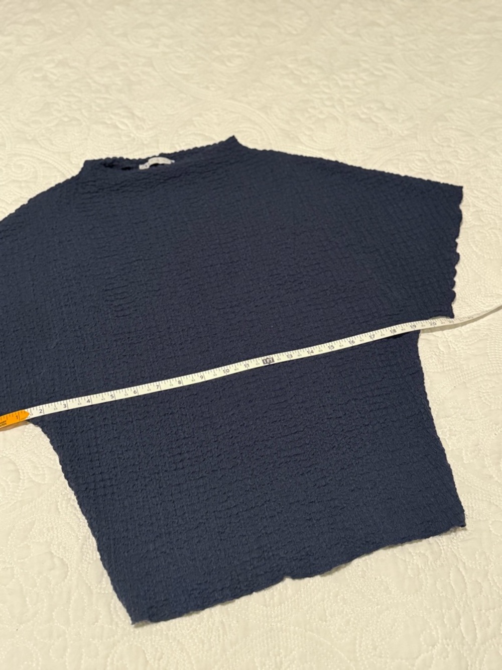Zara Navy Textured Short Sleeve Boxy Tee S - Picture 6 of 9